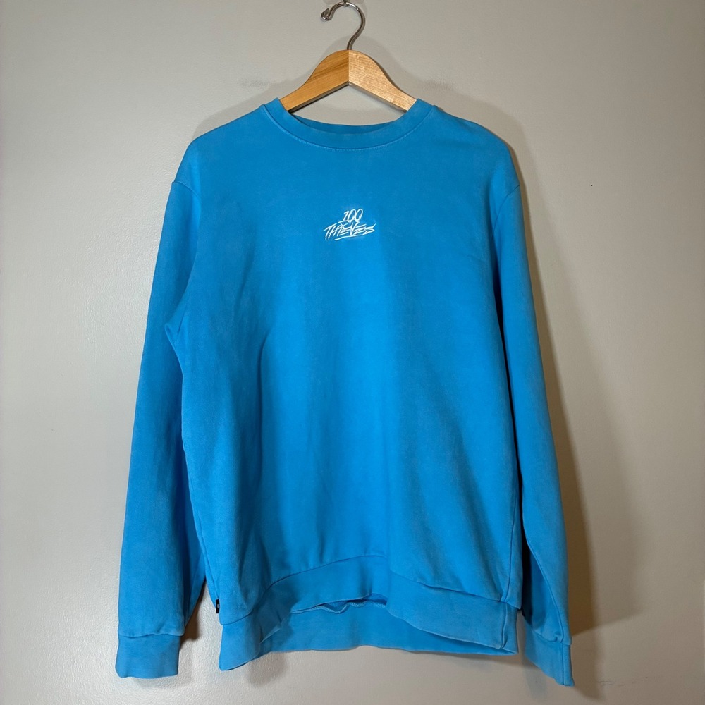 100 Thieves Enter Infinity 2021 Crewneck Sweatshirt Blue Mens Medium Gaming USA